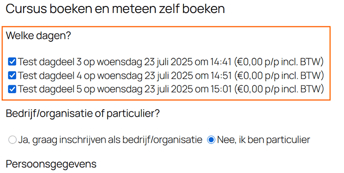 Standaard alles gekozen